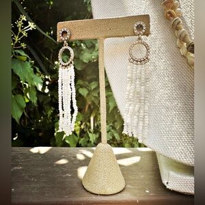 Seed Bead White fringe earrings